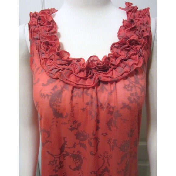 TESTAMENT Anthropologie - Coral Ruffled Neck Knit Sleeveless Tank Top size Small - Picture 4 of 8